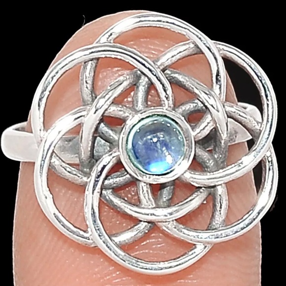 Mandela Moonstone Sterling Silver Ring Size 5.5 - Picture 1 of 1